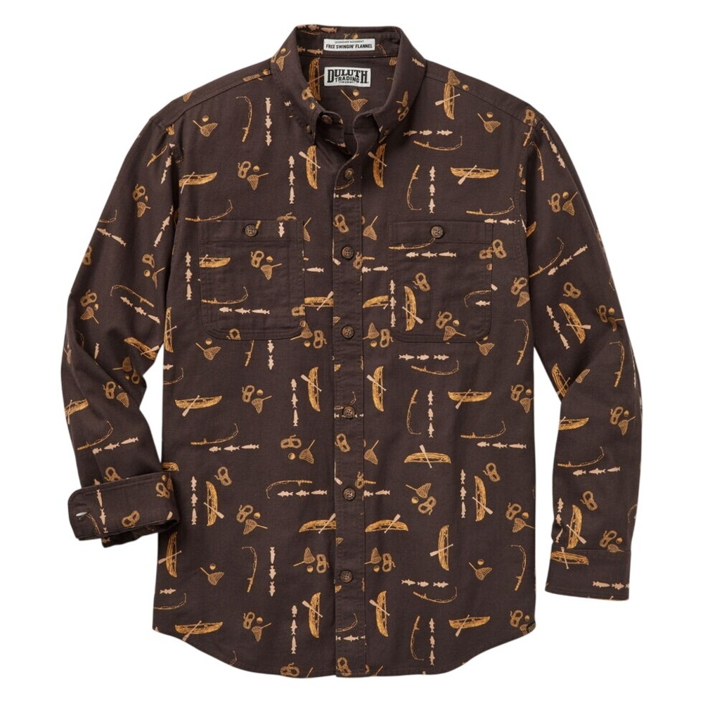 Duluth Trading Co Free Swingin Flannel Shirt 2XL Tall Smoked Hickory Canoe 52007